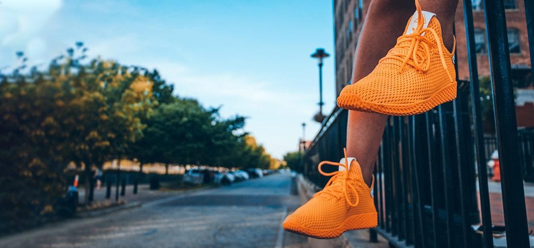 síťované tenisky, síťované boty, oranžové boty